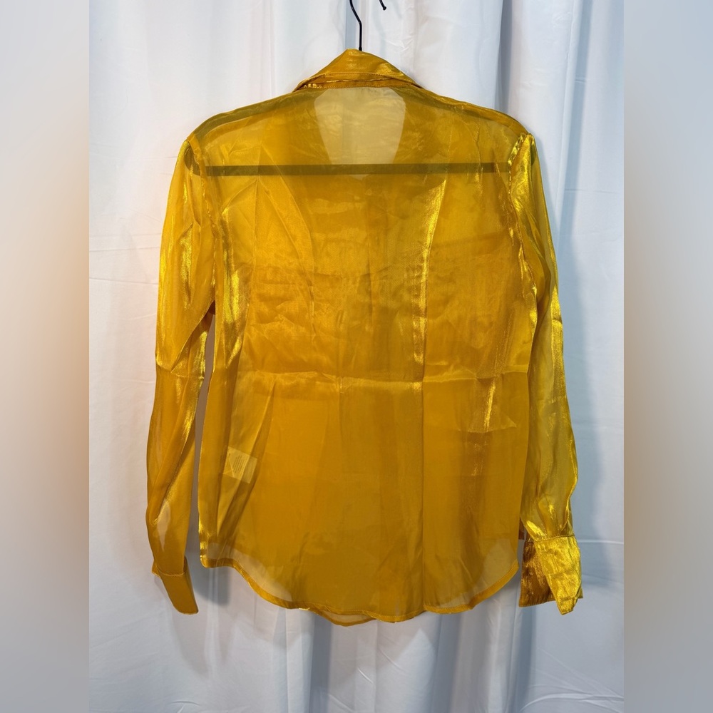 Audette, anthropology mustard Sheer Blouse - Picture 2 of 6
